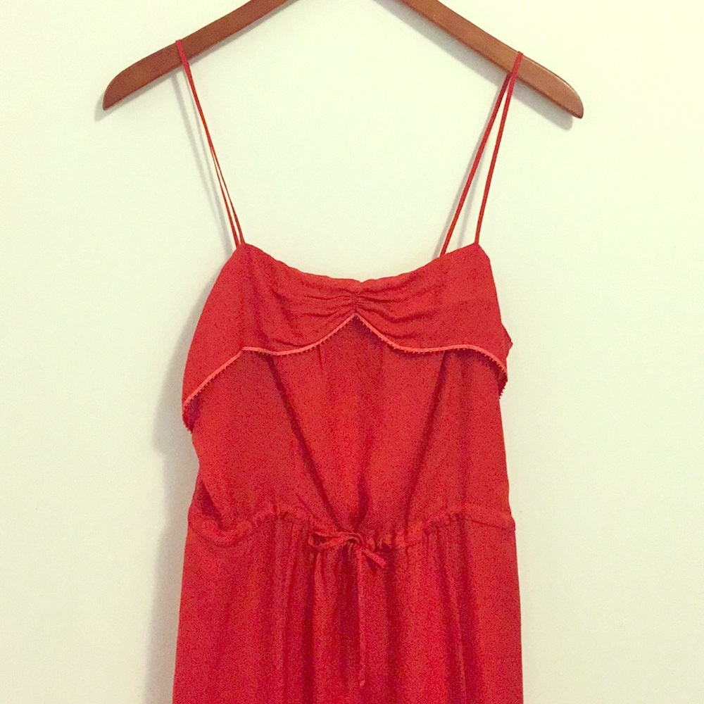Red silk dress